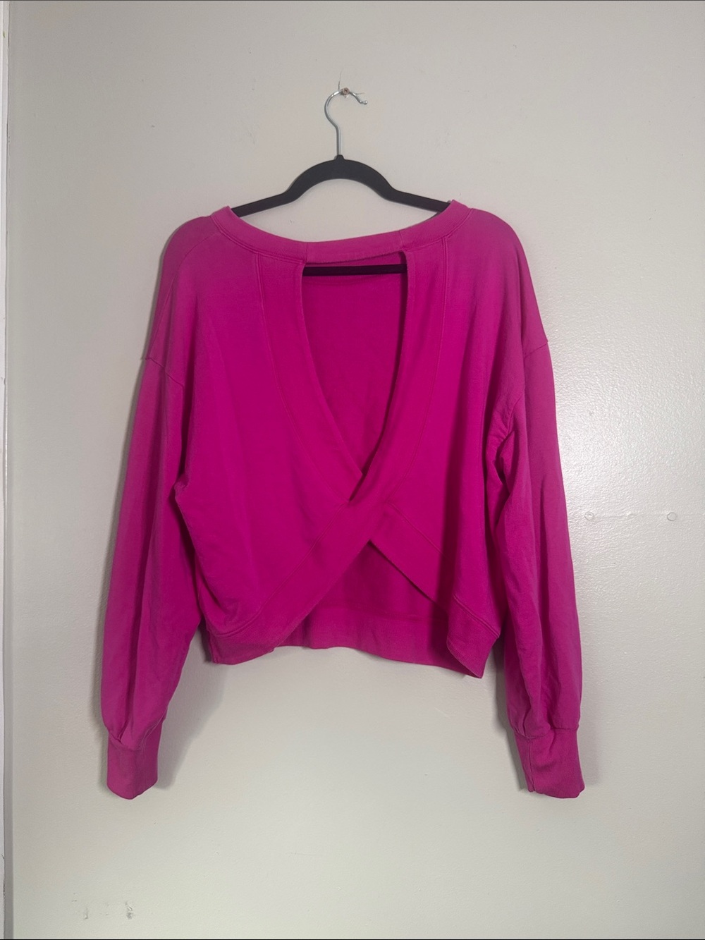 Athleta Bright Pink Crossover Pullover Sweatshirt